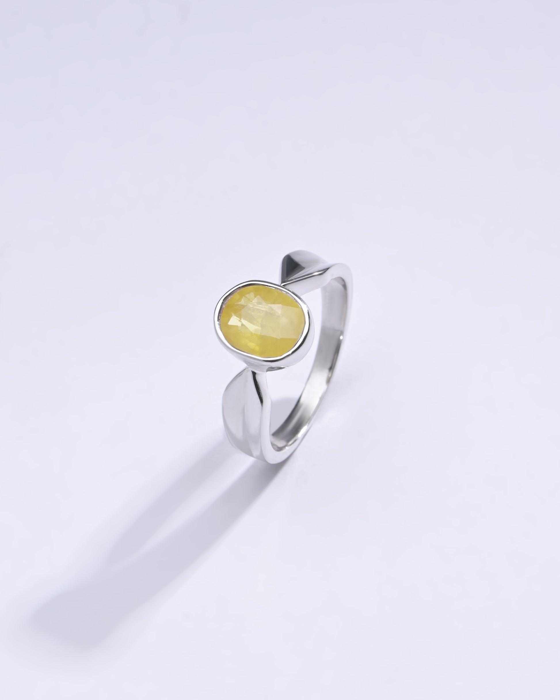 Unisex Yellow Sapphire (Pukhraj) Ring in 925 Silver – #1136B - Myra