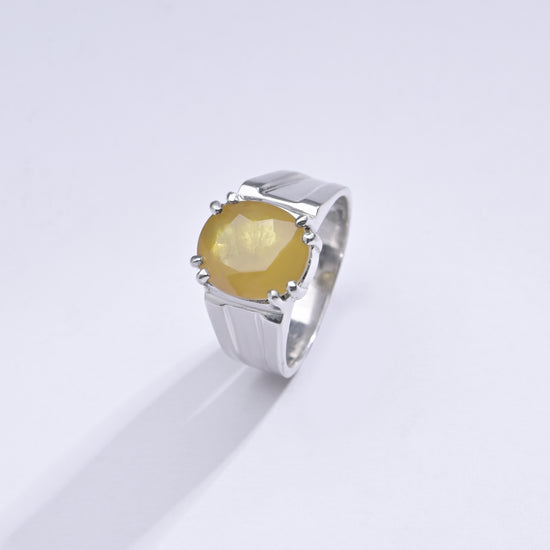 Glory Yellow Sapphire (Pukhraj) Ring in 925 Silver – #1111N8 - Myra