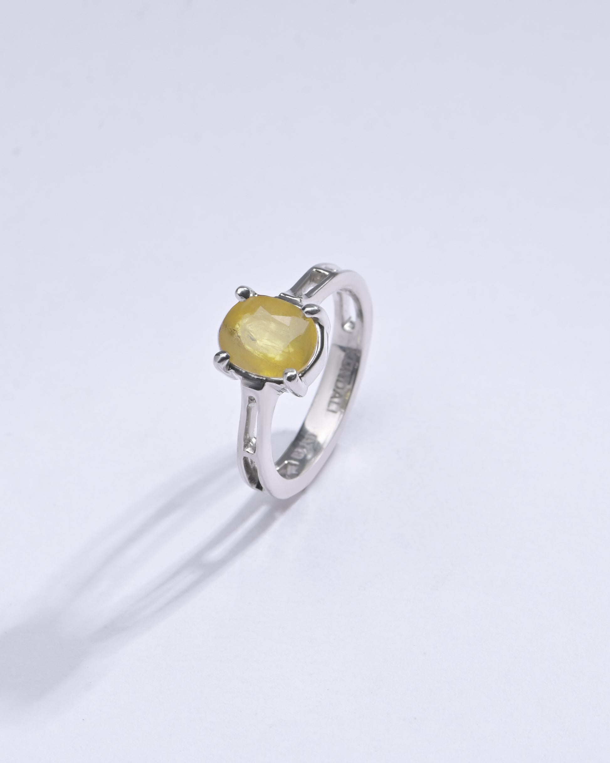 Genuine Yellow Sapphire (Pukhraj) Ring in 925 Silver – Crafted for Prosperity #1281N4 - Myra