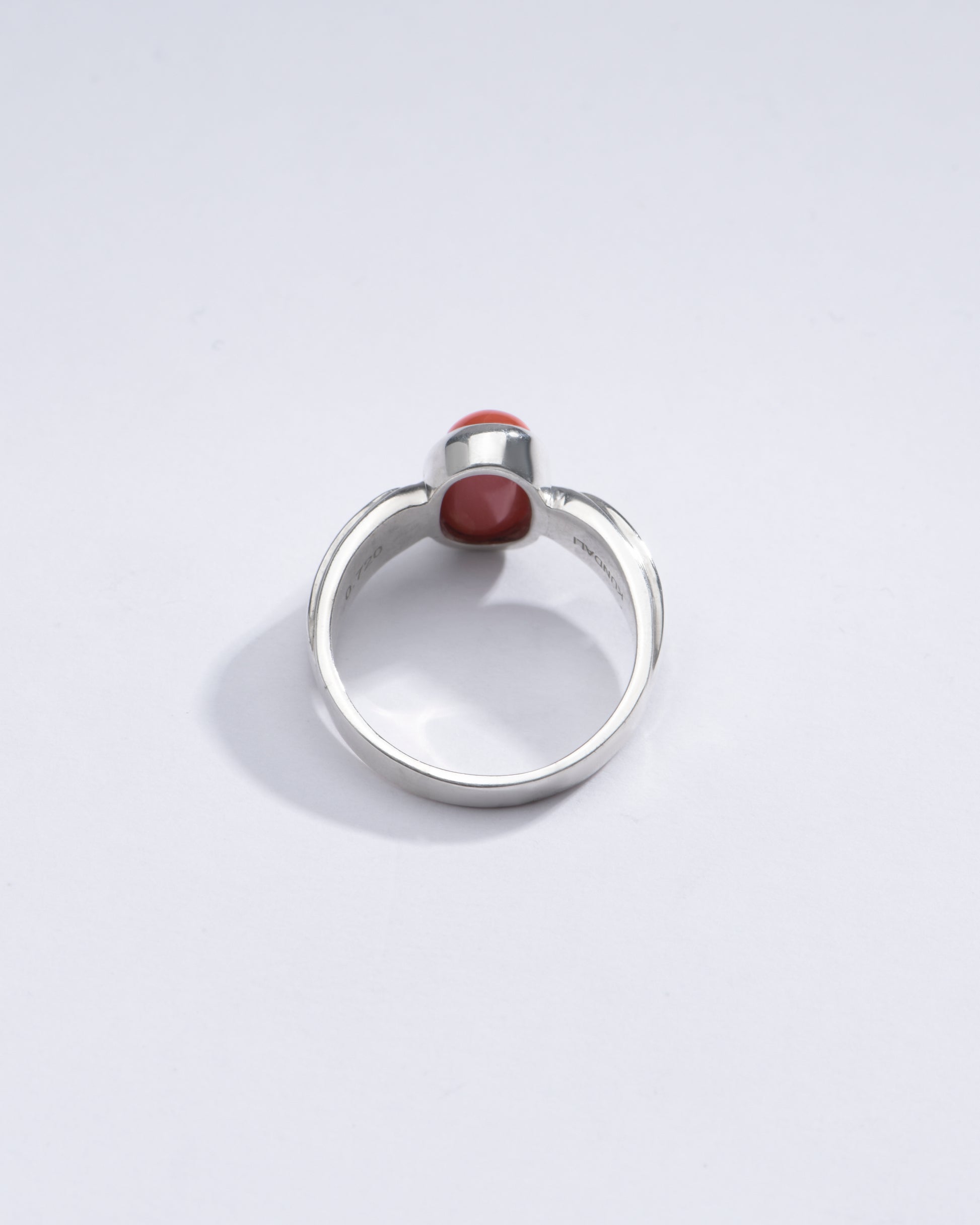 Genuine Red Coral (Moonga) Stone Ring in 925 Silver - #1101 Ov - Myra