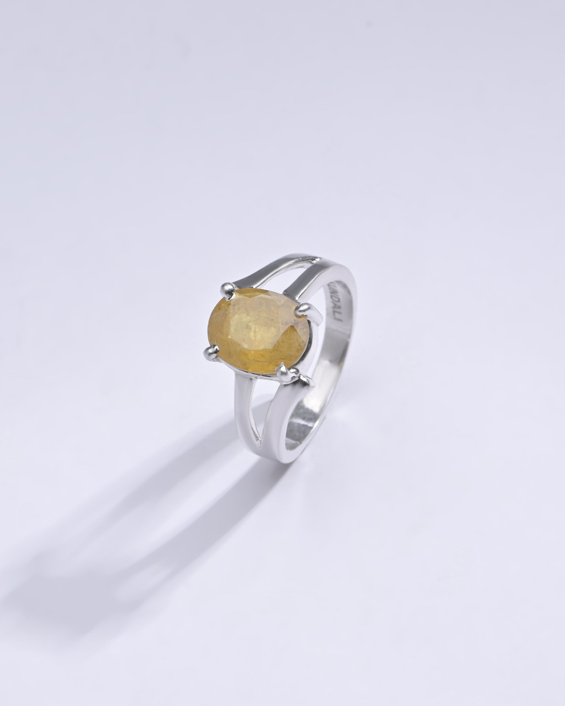 Radiant Yellow Sapphire (Pukhraj) Ring in Sterling Silver - #1182N4 - Myra