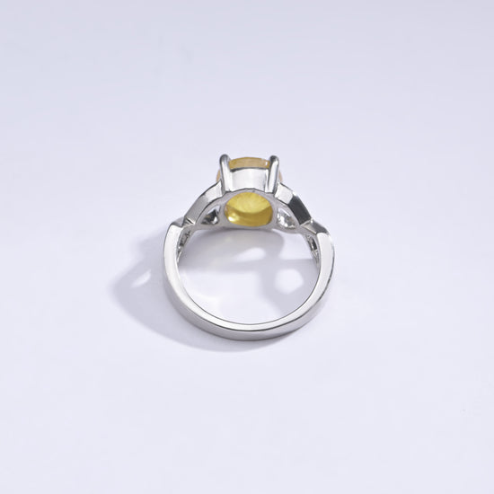 Unisex Yellow Sapphire (Pukhraj) Ring in 925 Silver – #1105N4 - Myra