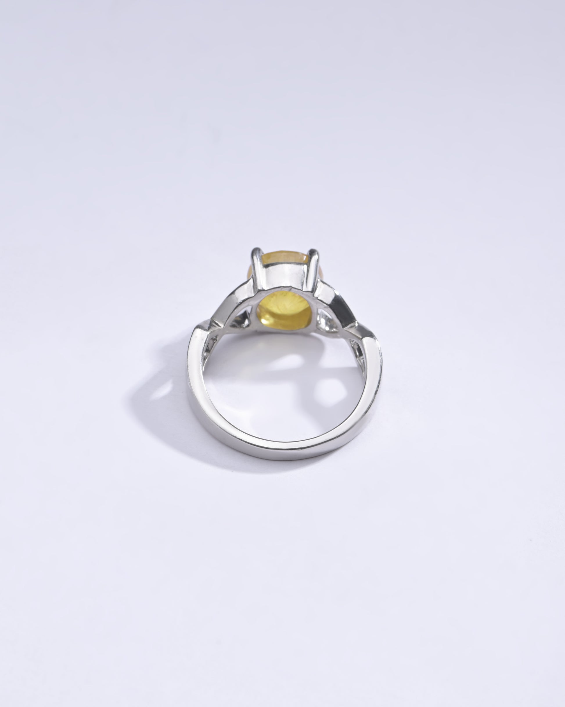 Unisex Yellow Sapphire (Pukhraj) Ring in 925 Silver – #1105N4 - Myra