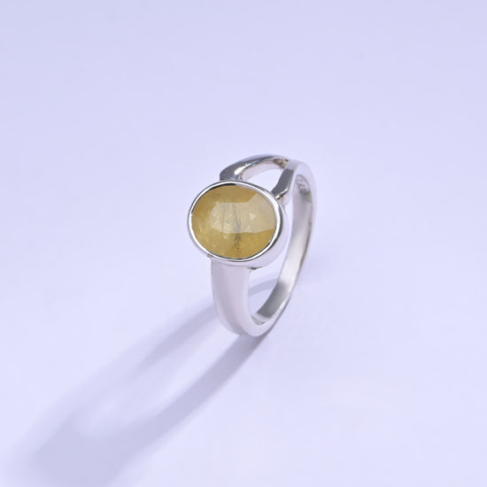 Natural Yellow Sapphire (Pukhraj) Ring in 925 Silver – #1125B - Myra
