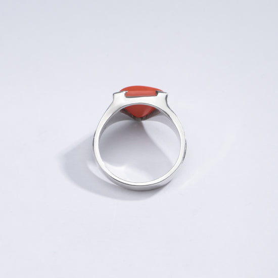 Bold Red Coral (Moonga) Ring in Silver - #1197N3 Tr - Myra