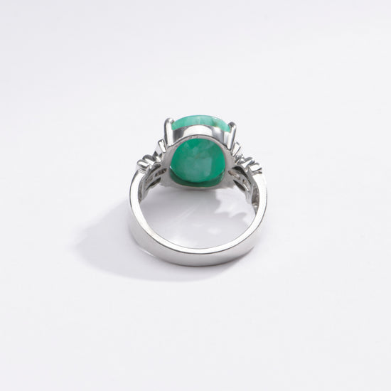 Radiant Green Emerald (Panna) Ring in Sterling Silver – #1199N4 - Myra