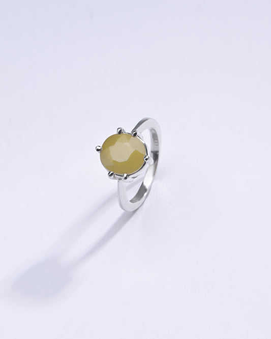 Authentic Yellow Sapphire (Pukhraj) Ring in Sterling Silver – #1218N6 - Myra