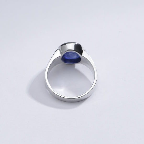 Classic Blue Sapphire (Neelam) Ring in 925 Silver – #1228B - Myra