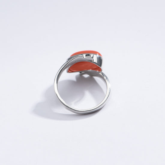 Elegant Red Coral (Moonga) Ring in 925 Silver – #1103 Ov - Myra