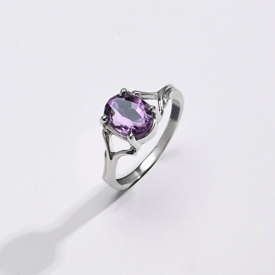 Amethyst (Jamunia) Ring – 925 Silver Minimalist - #1175N4 - Myra