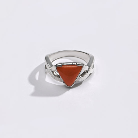 Coral (Moonga) Ring – 925 Silver Minimalist - #1104N3 Tr - Myra
