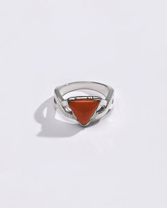 Coral (Moonga) Ring – 925 Silver Minimalist - #1104N3 Tr - Myra