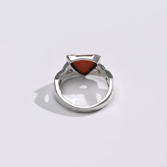 Coral (Moonga) Ring – 925 Silver Minimalist - #1104N3 Tr - Myra