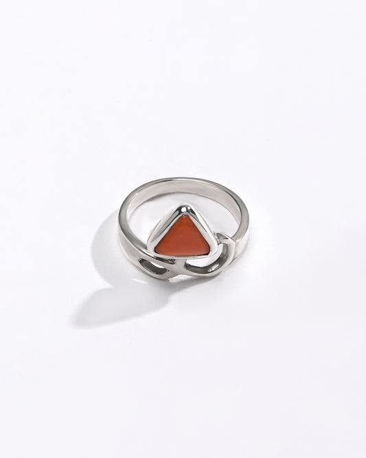 Classic Coral (Moonga) Ring – 925 Silver - #1110
