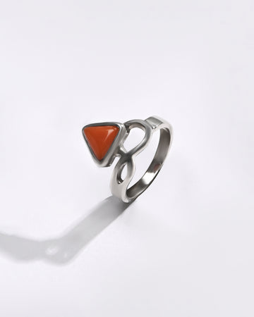 Classic Coral (Moonga) Ring – 925 Silver - #1110B Tr - Myra