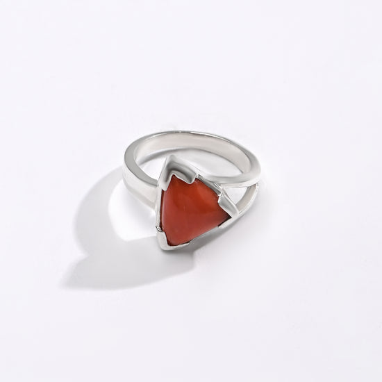 Daily Wear Coral (Moonga) Ring – 925 Silver - #1125N3 Tr - Myra