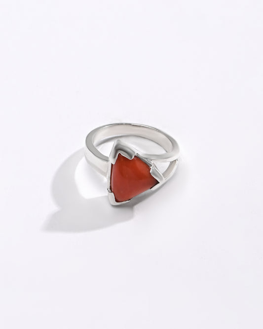 Daily Wear Coral (Moonga) Ring – 925 Silver - #1125N3 Tr - Myra
