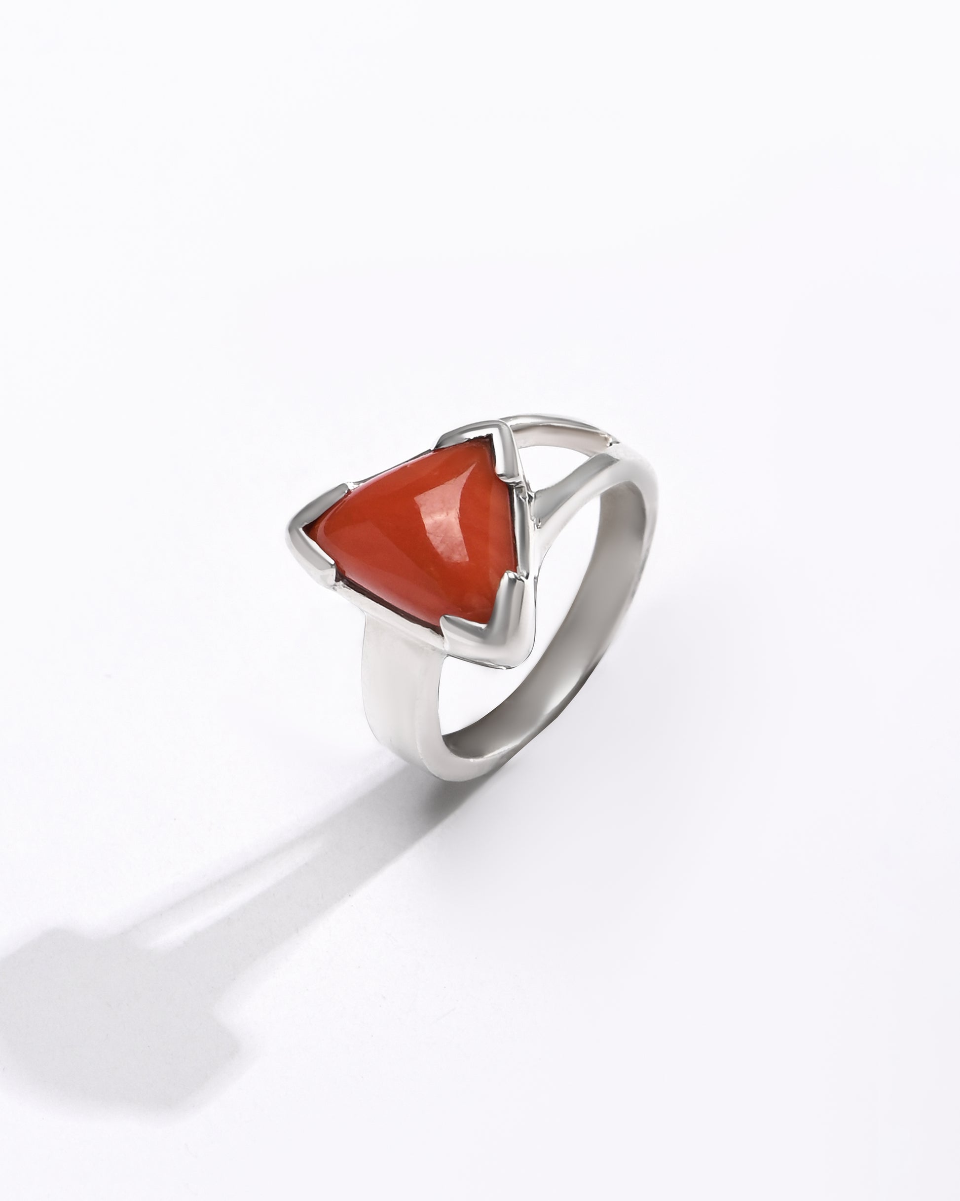 Daily Wear Coral (Moonga) Ring – 925 Silver - #1125N3 Tr - Myra