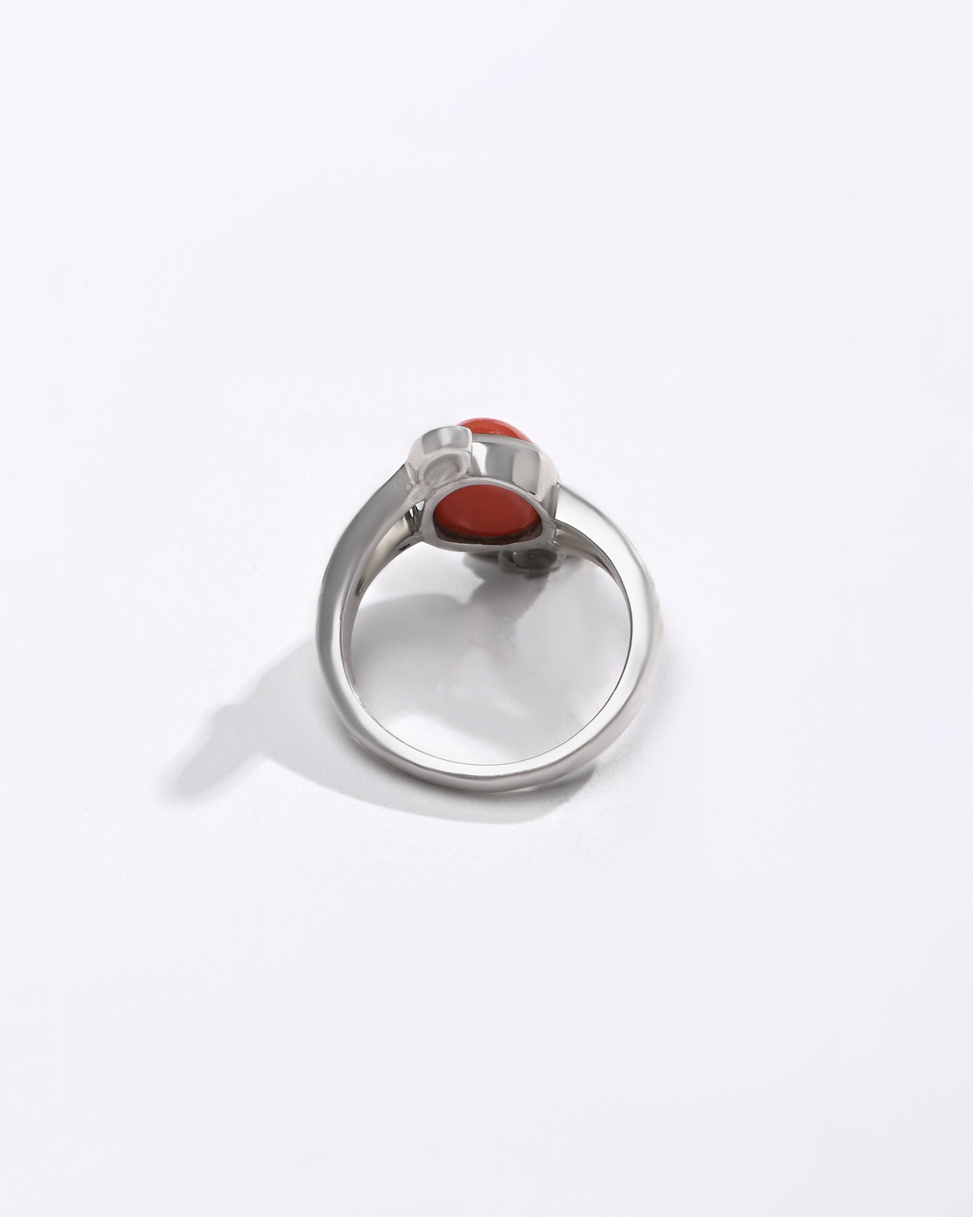 Coral (Moonga) Gemstone Ring – 925 Silver - #1151 Ov - Myra