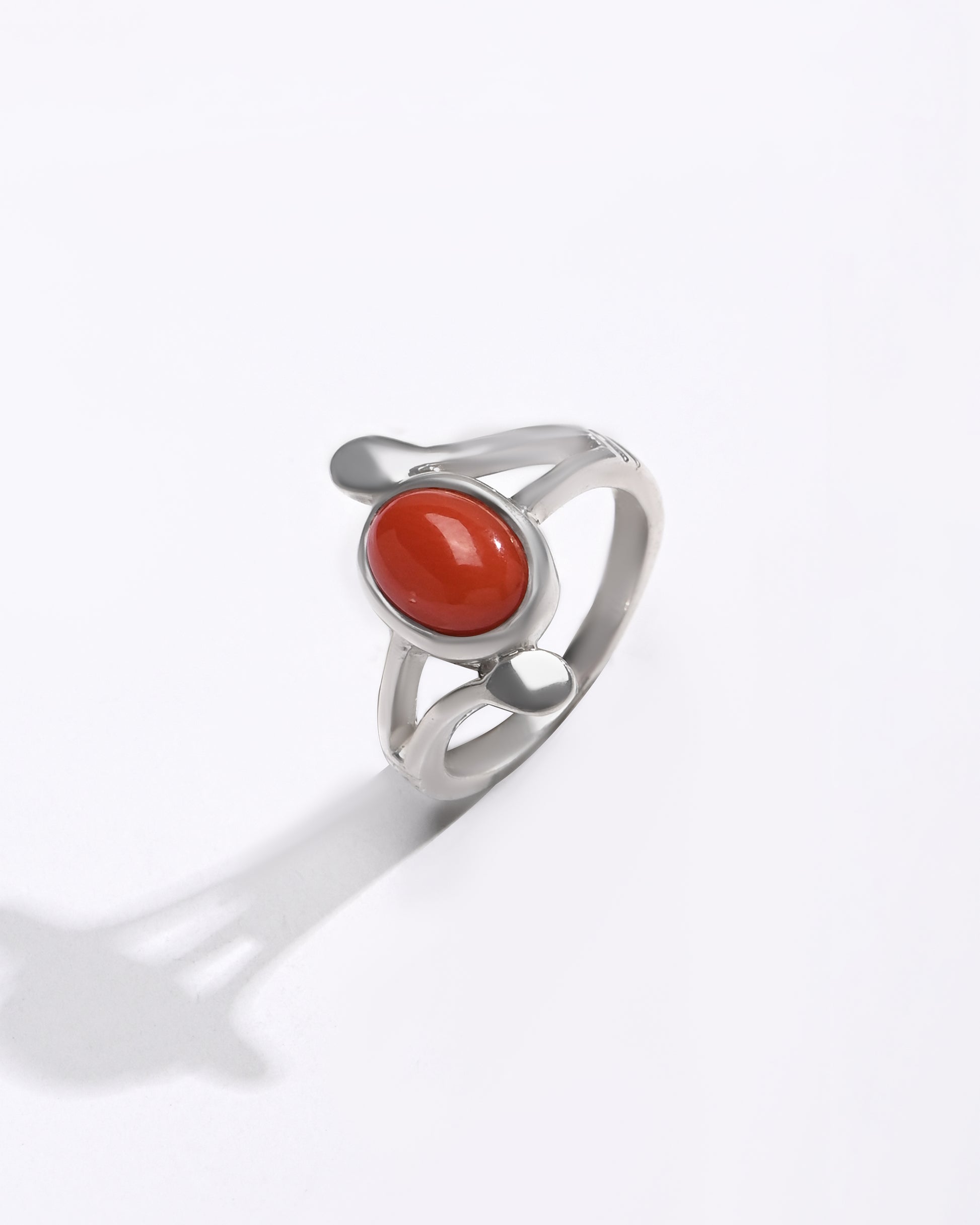 Coral (Moonga) Gemstone Ring – 925 Silver - #1151 Ov - Myra