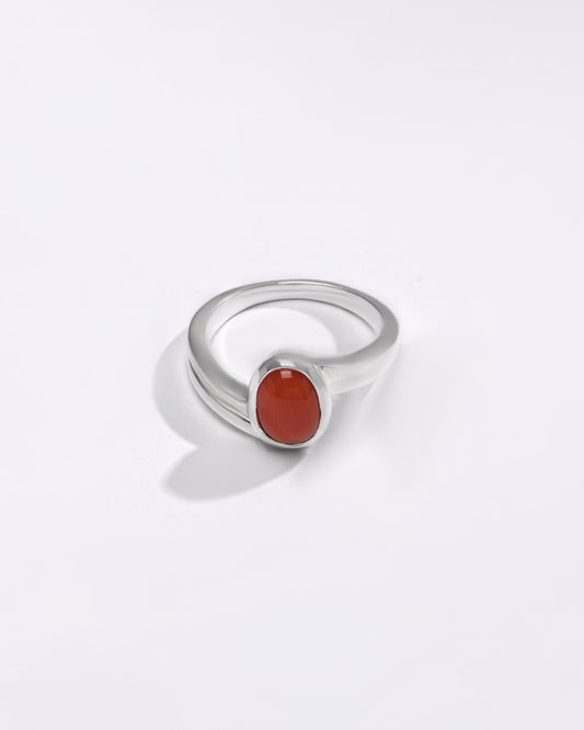 Vedic Coral (Moonga) Ring – 925 Silver - #1153 Ov - Myra