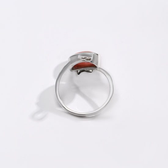 Balanced Coral (Moonga) Ring – 925 Silver - #1155 Ov - Myra