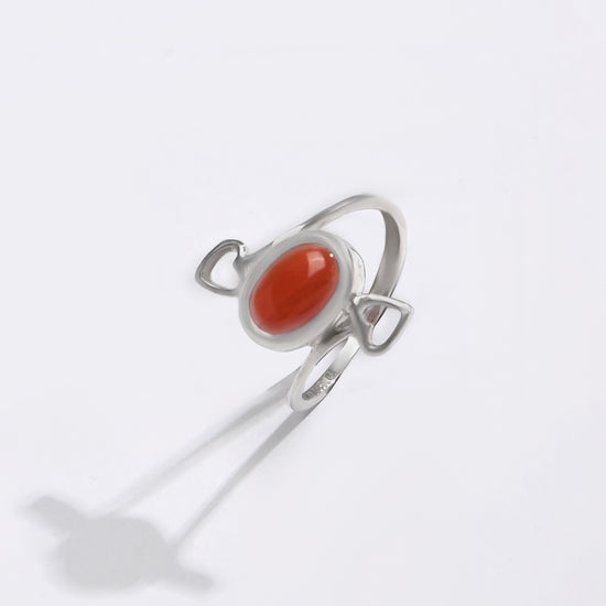 Balanced Coral (Moonga) Ring – 925 Silver - #1155 Ov - Myra