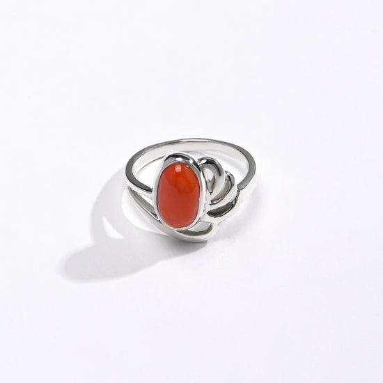 Radiant Red Coral (Moonga) Ring in 925 Silver – #1191 Ov - Myra