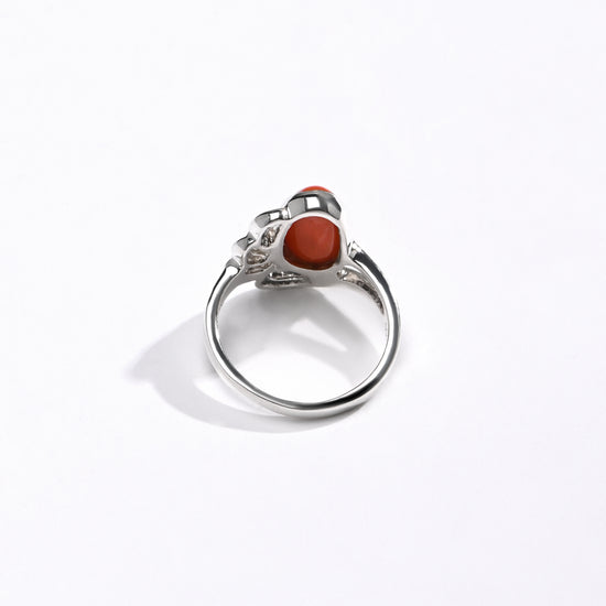 Radiant Red Coral (Moonga) Ring in 925 Silver – #1191 Ov - Myra