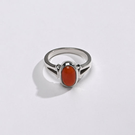 Classic Coral (Moonga) Ring – 925 Silver - #1148 Ov - Myra