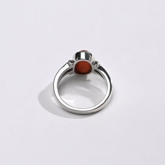 Classic Coral (Moonga) Ring – 925 Silver - #1148 Ov - Myra
