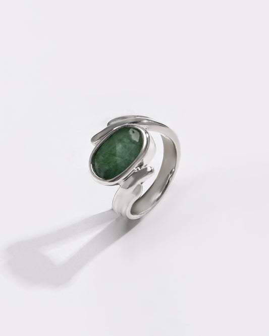 925 Silver Emerald (Panna) Ring - #1103B - Myra
