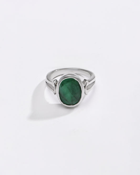 Signature Emerald (Panna) Ring – 925 Silver - #1148B - Myra