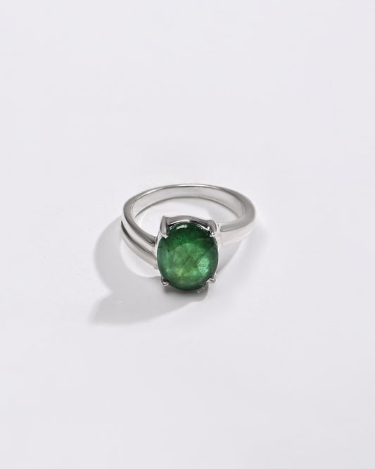 Shimmer Emerald (Panna) Ring – 925 Silver - #1153N4 - Myra
