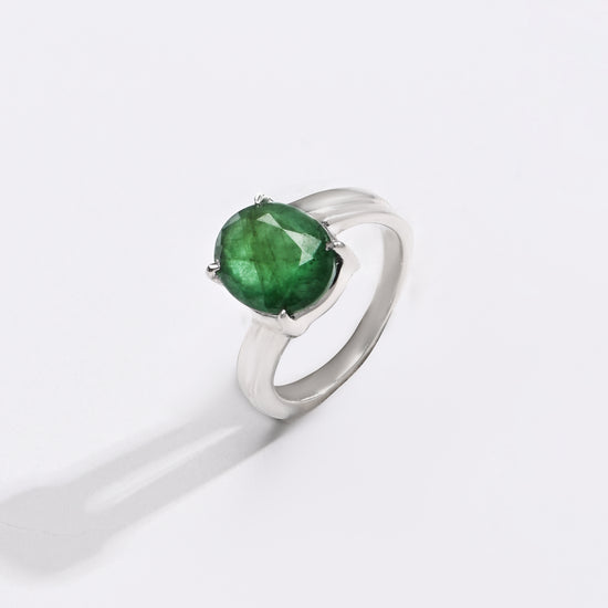 Shimmer Emerald (Panna) Ring – 925 Silver - #1153N4 - Myra