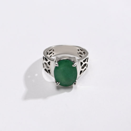 Elevated Emerald (Panna) Ring – 925 Silver - #1162N4 - Myra