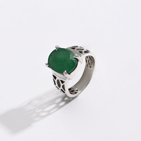 Elevated Emerald (Panna) Ring – 925 Silver - #1162N4 - Myra