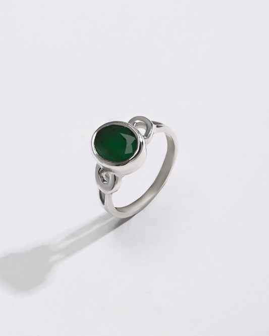 Modern Emerald (Panna) Ring – 925 Silver Silhouette - #1178B