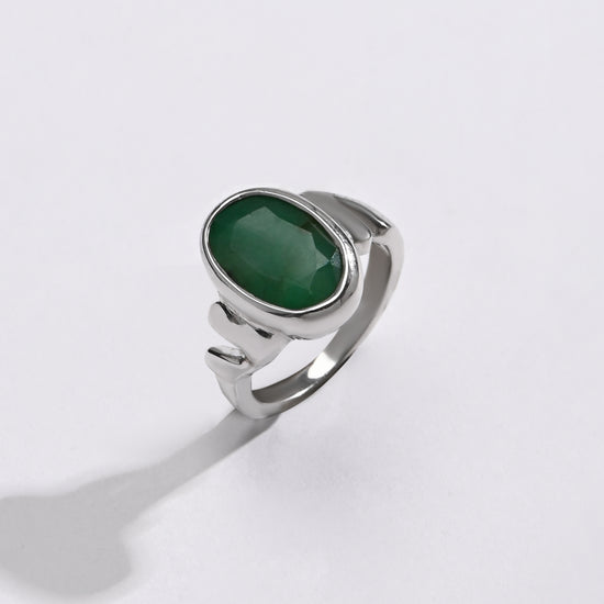 Clean Emerald (Panna) Ring – 925 Silver Finish - #1196B - Myra