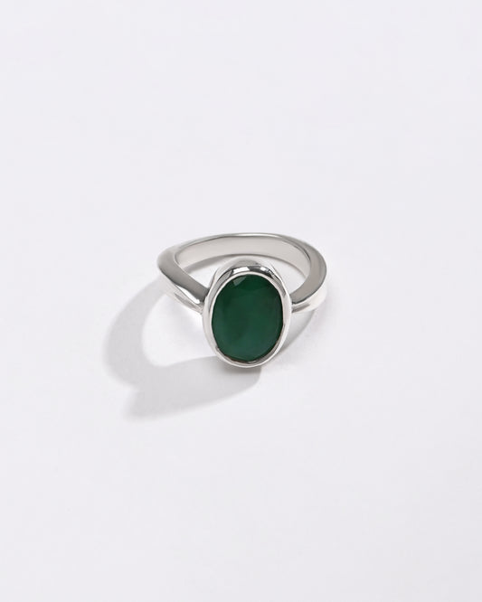 Velvet Hue Emerald (Panna) Ring – 925 Silver - #1201B - Myra