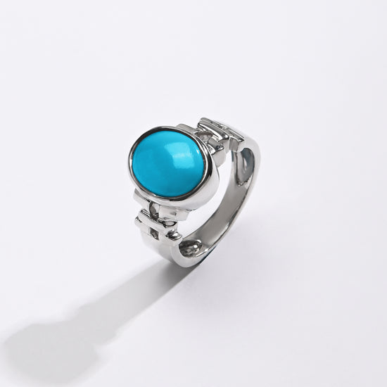 Classic Turquoise (Firoza) Ring – 925 Silver - #1199 - Myra