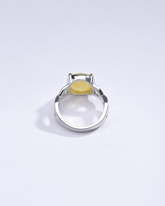 Natural Yellow Sapphire (Pukhraj) Ring in 925 Silver – #1104N4 - Myra