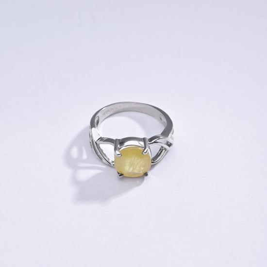 Classic Yellow Sapphire (Pukhraj) Ring in Silver – #1131N4 - Myra