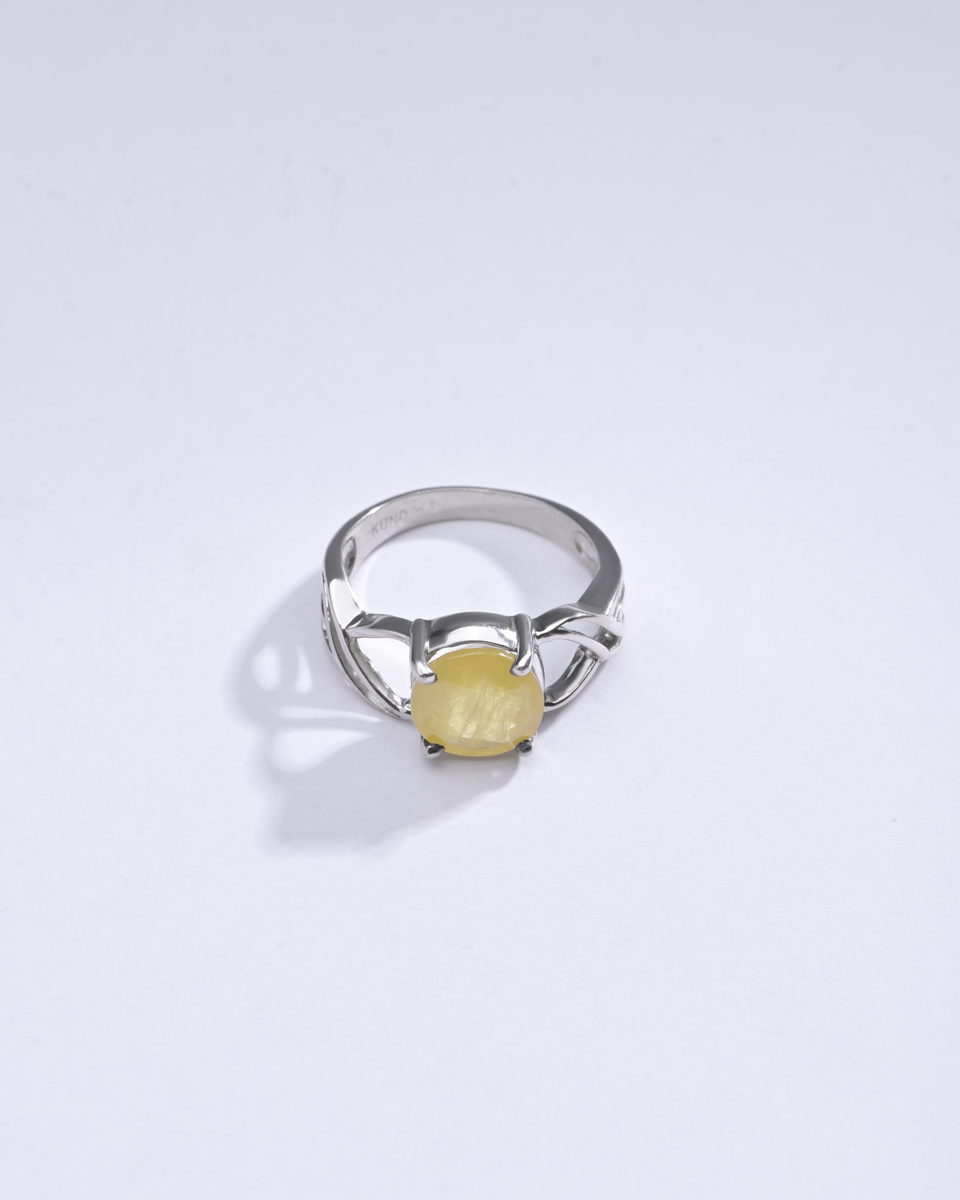 Classic Yellow Sapphire (Pukhraj) Ring in Silver – #1131N4 - Myra