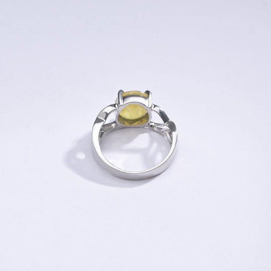 Classic Yellow Sapphire (Pukhraj) Ring in Silver – #1131N4 - Myra