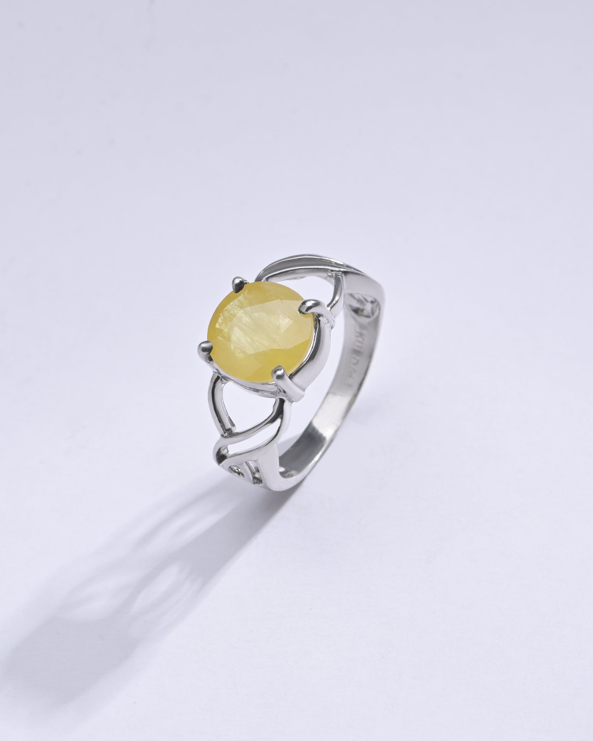 Classic Yellow Sapphire (Pukhraj) Ring in Silver – #1131N4 - Myra