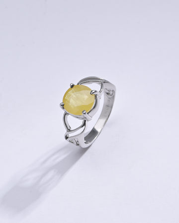 Classic Yellow Sapphire (Pukhraj) Ring in Silver – #1131N4 - Myra