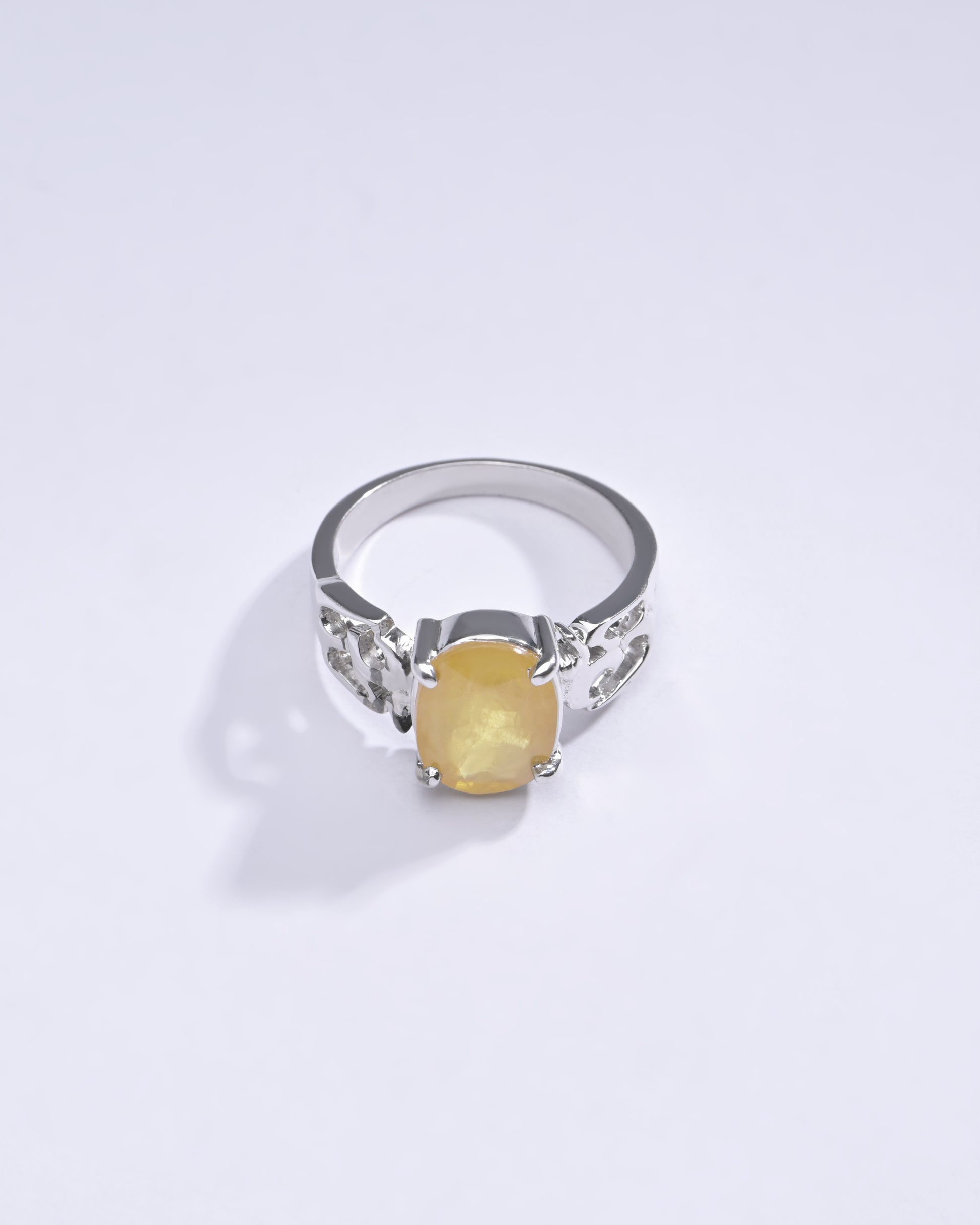 Vintage Yellow Sapphire (Pukhraj) Ring in 925 Sterling Silver – #1285N4 - Myra