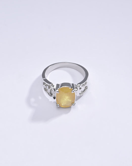 Vintage Yellow Sapphire (Pukhraj) Ring in 925 Sterling Silver – #1285N4 - Myra