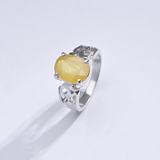 Vintage Yellow Sapphire (Pukhraj) Ring in 925 Sterling Silver – #1285N4 - Myra
